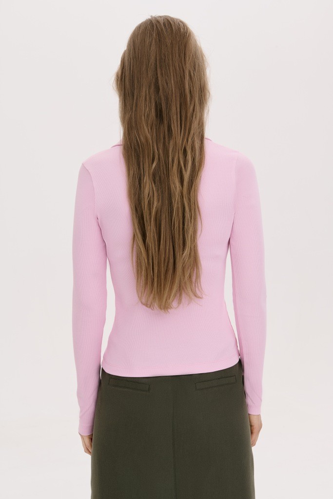 МІНІМАЛІСТИЧНИЙ ЛОНГСЛІВ-ПОЛО ОБТИСЛОГО  КРОЮ 1212-2 зображення 3